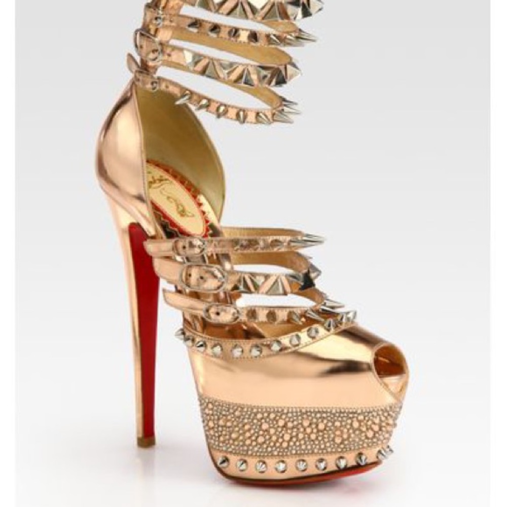 Christian Louboutin Rose Gold Isolde Spike Heel Size 39